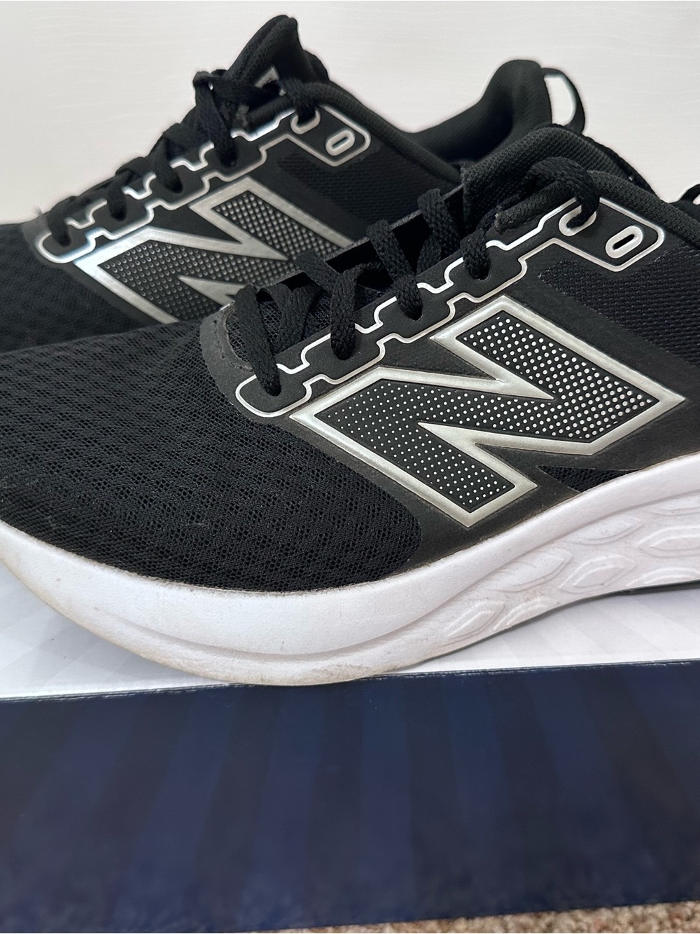 New Balance Black and White Womens Athletic Running Sneakers